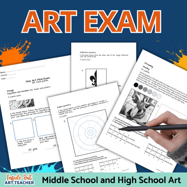 High School Art Exam. Mid term or final test for art class