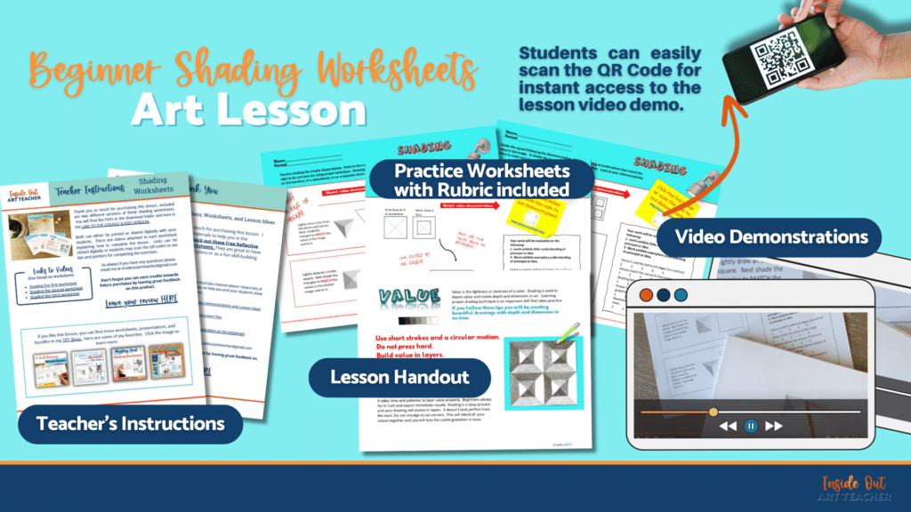 Middle School or High School Art Lesson Beginner Shading Worksheets