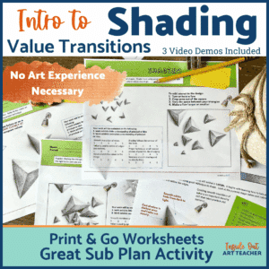 Introduction to Value and Shading Worksheets - Middle School Art - High School Art - Sub Plan