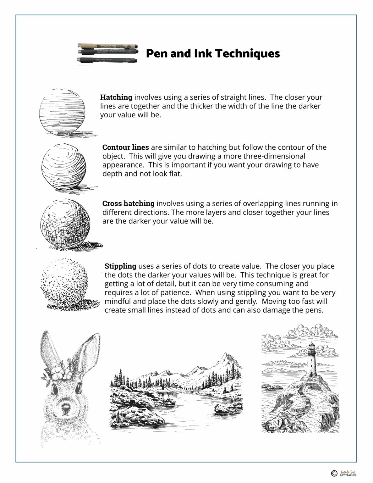 Pen and Ink Art Lesson for Middle or High School Art Drawing Animal ...