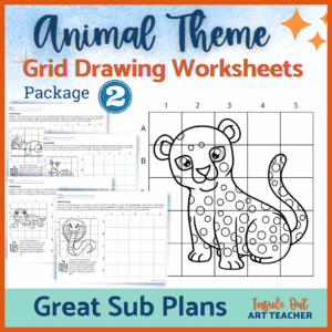 Animal themed mystery grid drawing art lesson for middle school or high school art