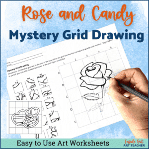 Mystery Grid Drawing Art Worksheet Valentines Day rose Art Lesson