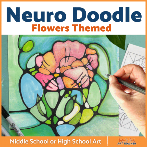 Neurographic Art Easy Doodle Drawing Project High School Art Lesson: Flower Theme