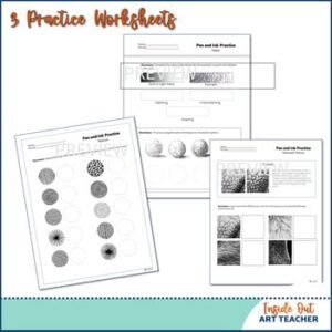 Texture Pen and Ink Drawing Worksheets Middle or High School Art Lesson ...