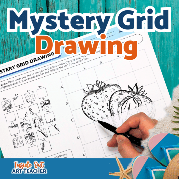 Easy art idea for end of the year one-day art activity in HS drawing strawberries worksheets