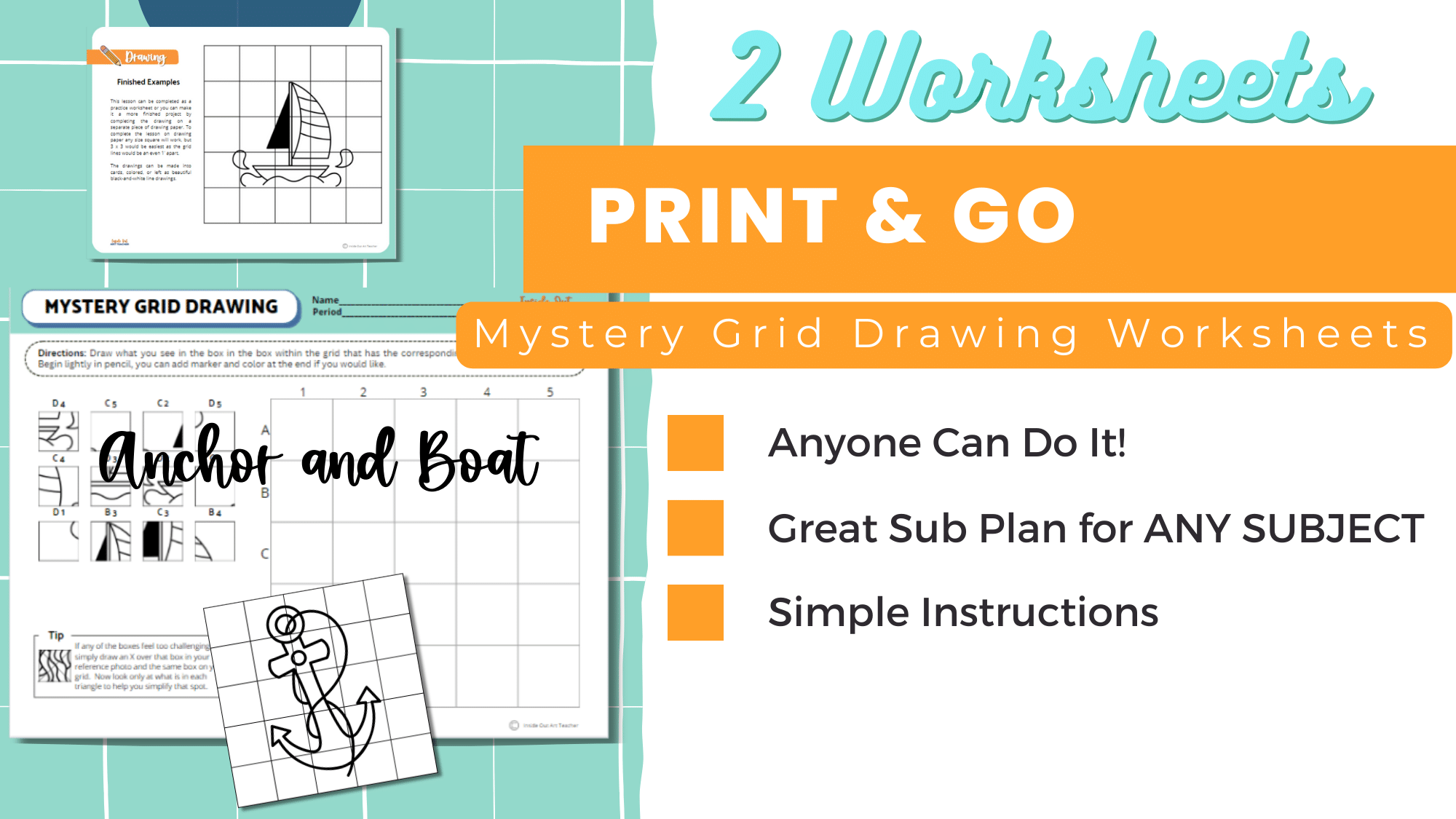 Anchor Boat Worksheet Summer Mystery Grid Drawing
