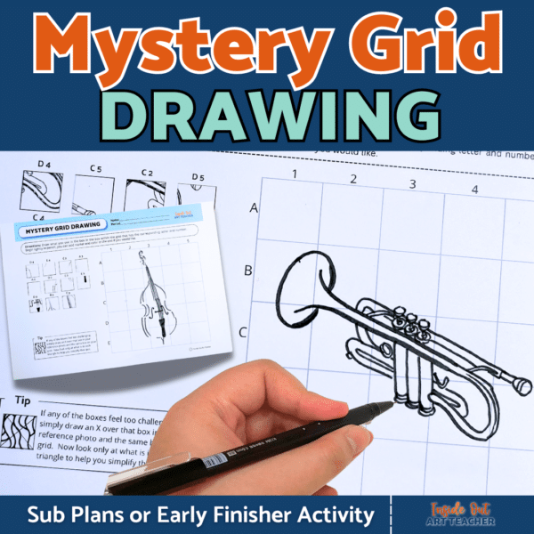 Sub Worksheet Drawing a Trumpet Cello: Music Mystery Art Scramble Grid Drawing