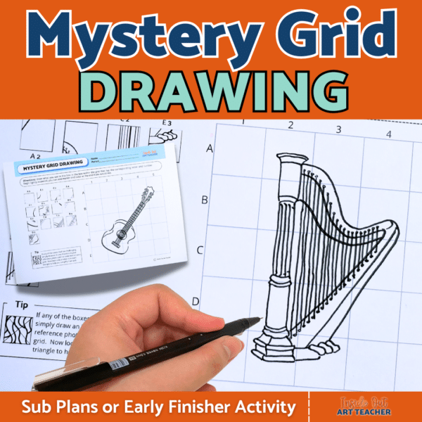 Mystery Violin and Harp Art Activity Drawing Worksheet
