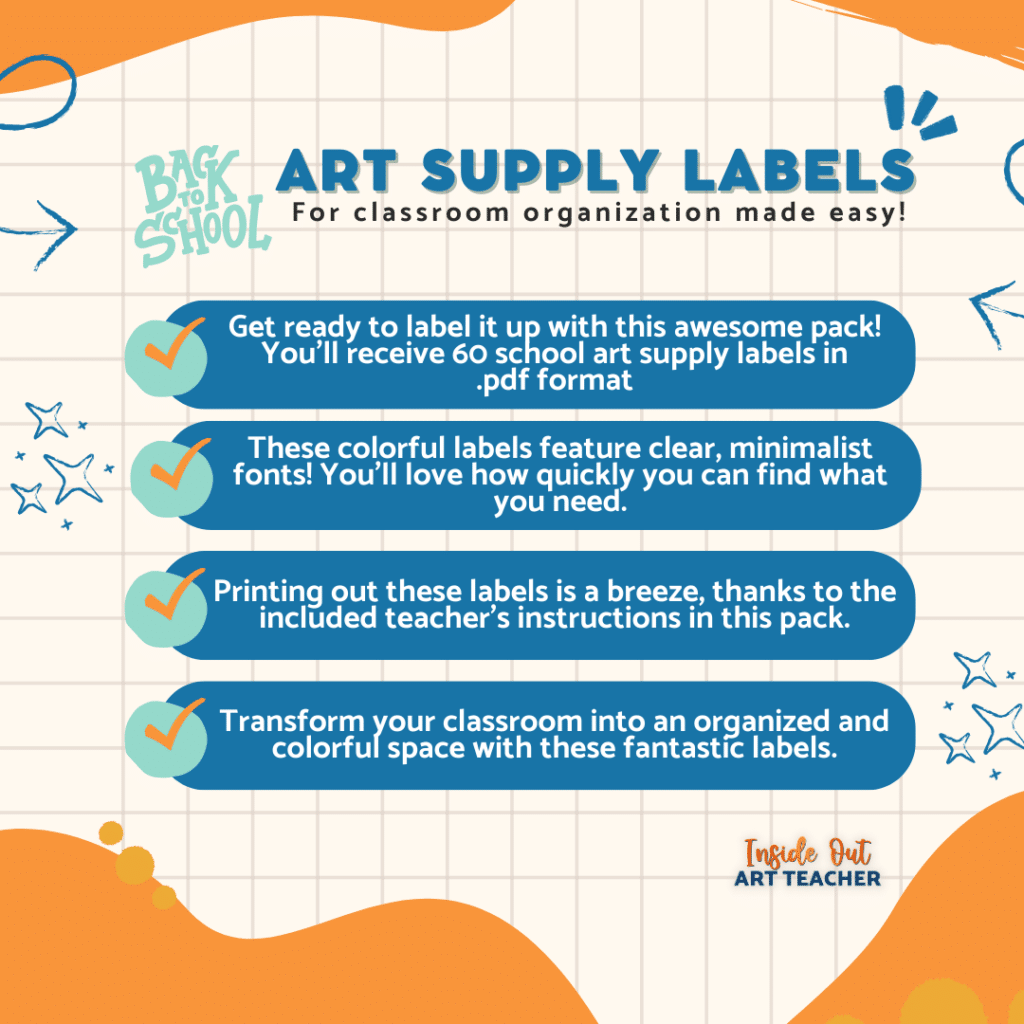 Art Label Minimalist Art Supplies in Spanish with labels