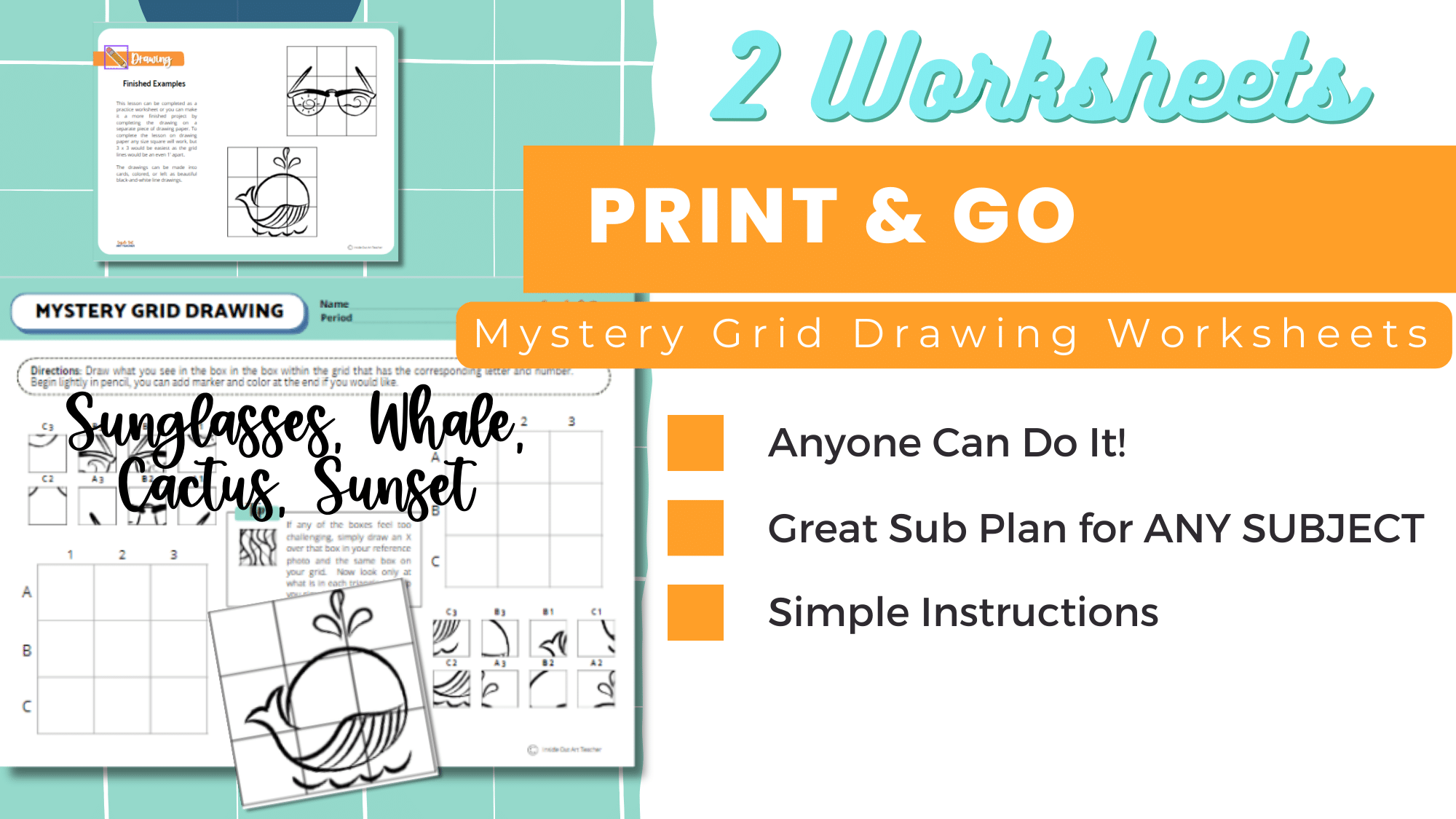 Sunglasses Whale Worksheet One-Day Activity Summer Theme