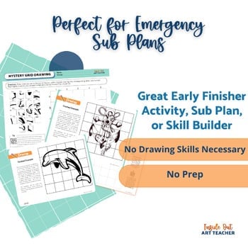 Mystery Grid Drawing One-Day Art Project Sub Plan Summer Theme - Image 2