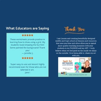 Mystery Grid Drawing One-Day Art Project Sub Plan Summer Theme - Image 4