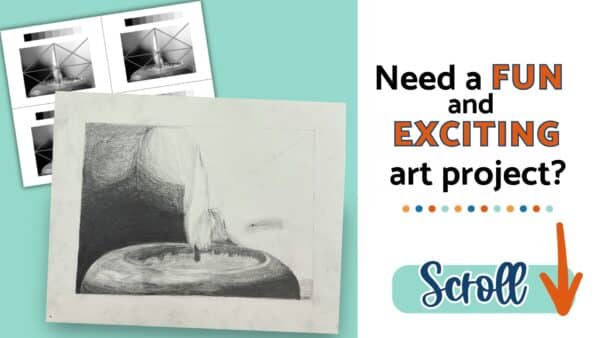 Finished student candle drawing demonstrating realistic shading and value in graphite art lesson
