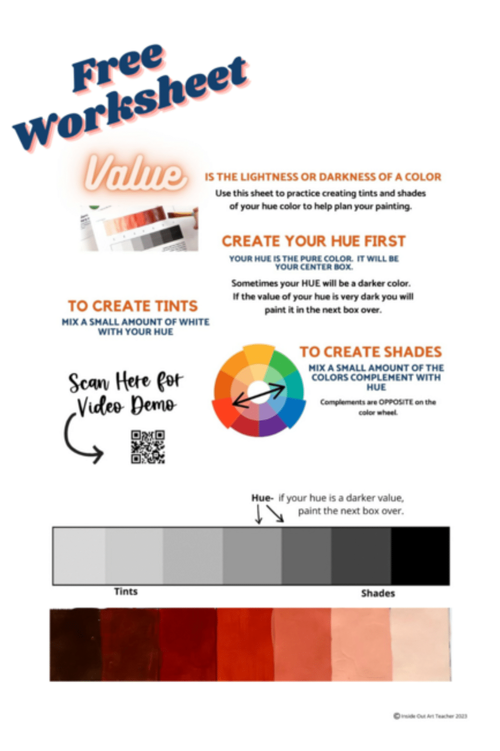 Acrylic Painting Easy Art Lesson 4 Steps to Amazing Tints and Shades Inside Out Art Teacher