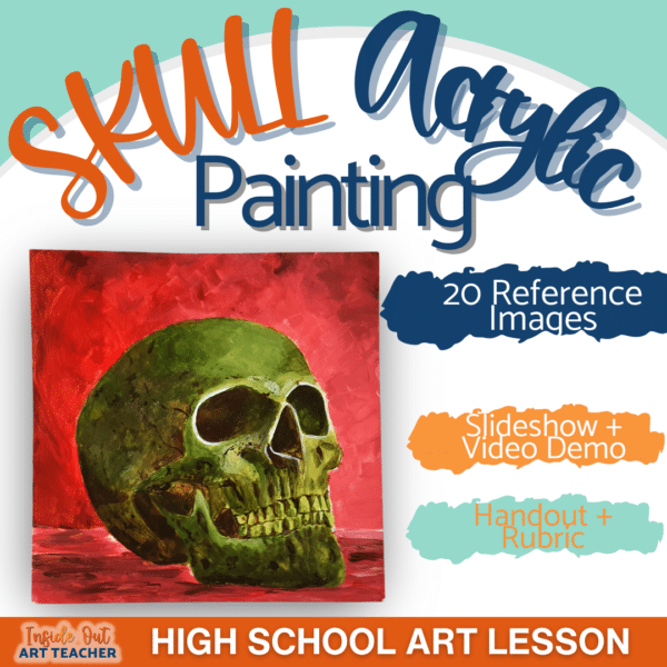 Beginner Acrylic Painting High School Art Project : Skull Halloween Art Project