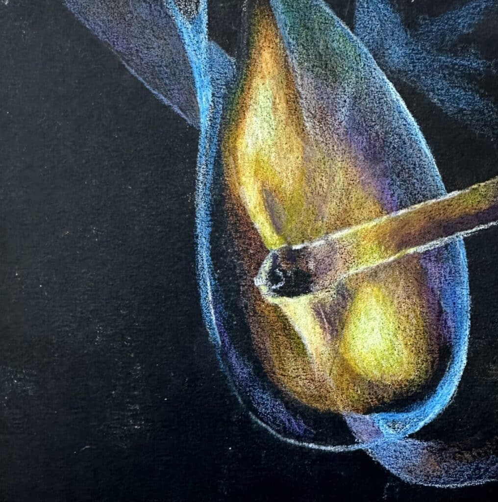 Colored pencil flame drawing art lesson