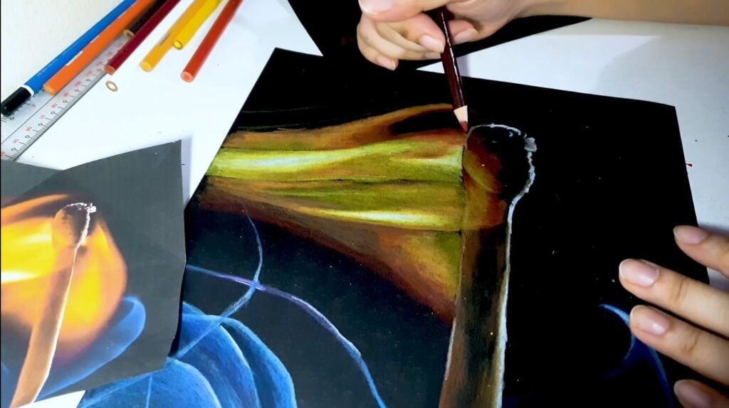 Colored Pencil on Black Paper High School Art Project Idea