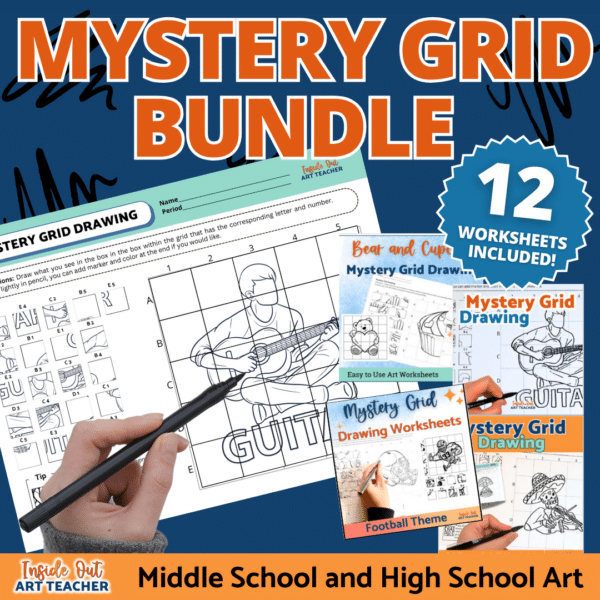 Mystery Scramble Grid Drawing Emergency Substitute Lesson Plan for HS