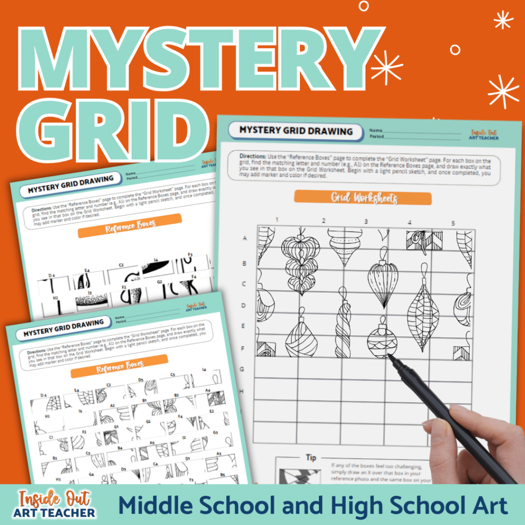 Festive Christmas Sub Plan Grid Drawing Activity Art Worksheets for ...