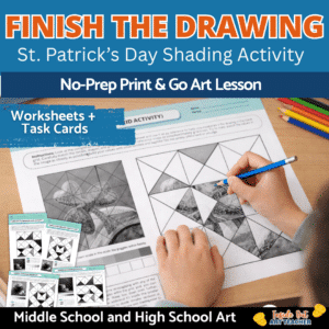 St Patrick's Day Art Activity with grid drawing and shading