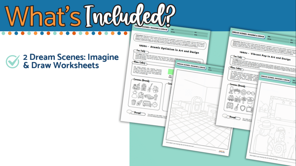 1950s 1960s art worksheets previews