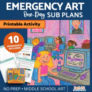 Emergency art sub plans printable worksheets for middle school substitute teacher activity