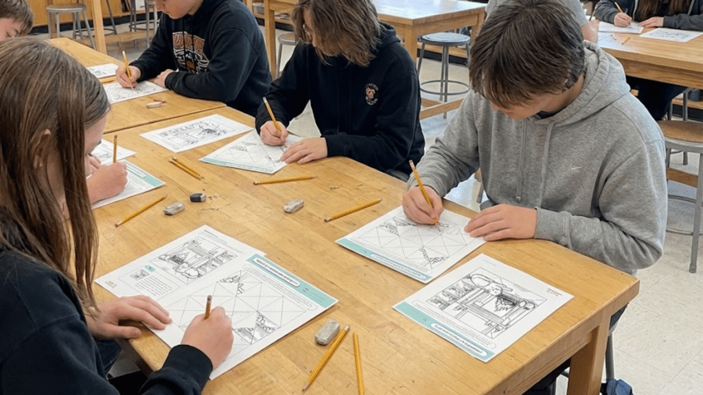 Winter grid drawing worksheets and task cards