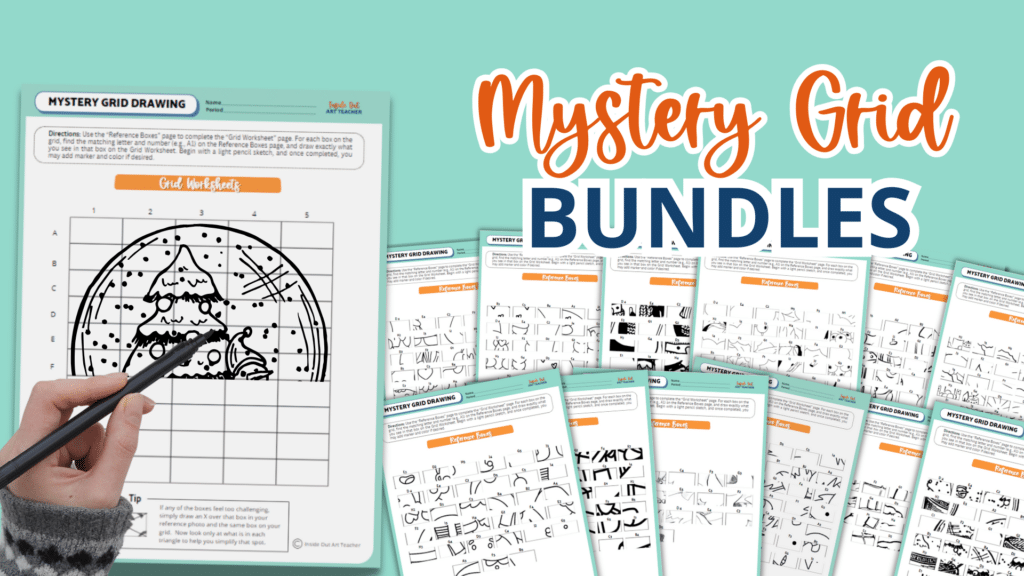 christmas art activity mystery grid bundle