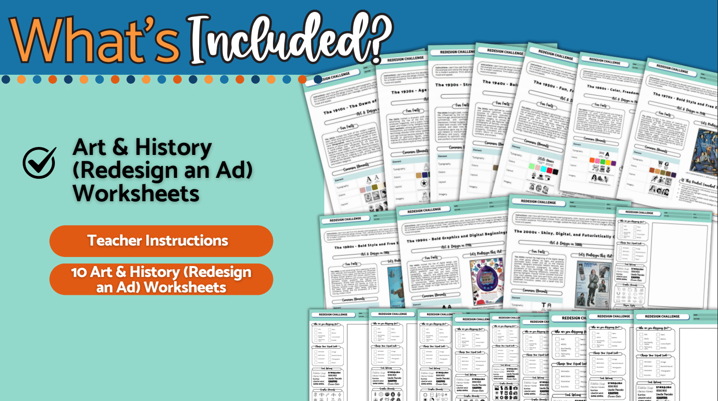 Advertising Design Worksheets Bundle | Art History & Media Literacy ...