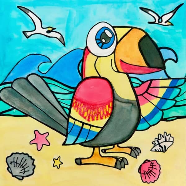 drawing of a bird example