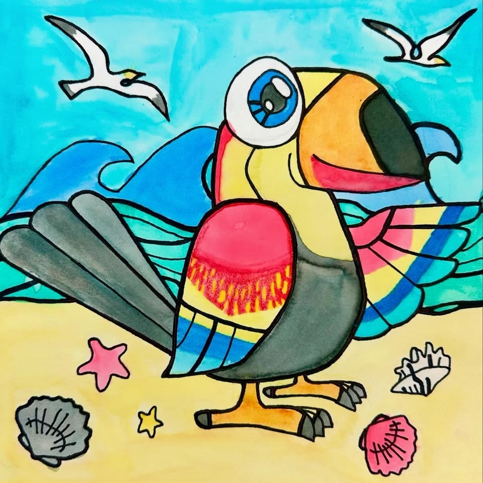 drawing of a bird example