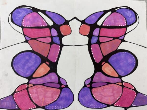 Abstract Art Project Neurographic Reflective Symmetry & Mindful Drawing Lesson - Image 9