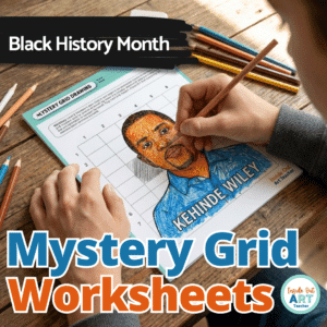 Cover Black History Month art Mystery Grid Worksheets
