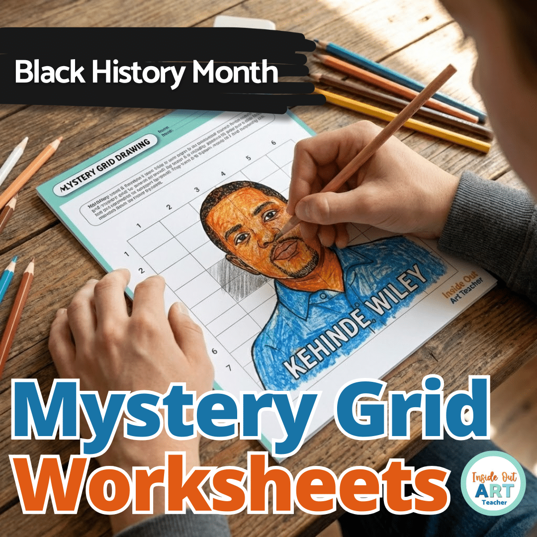 Cover Black History Month art Mystery Grid Worksheets