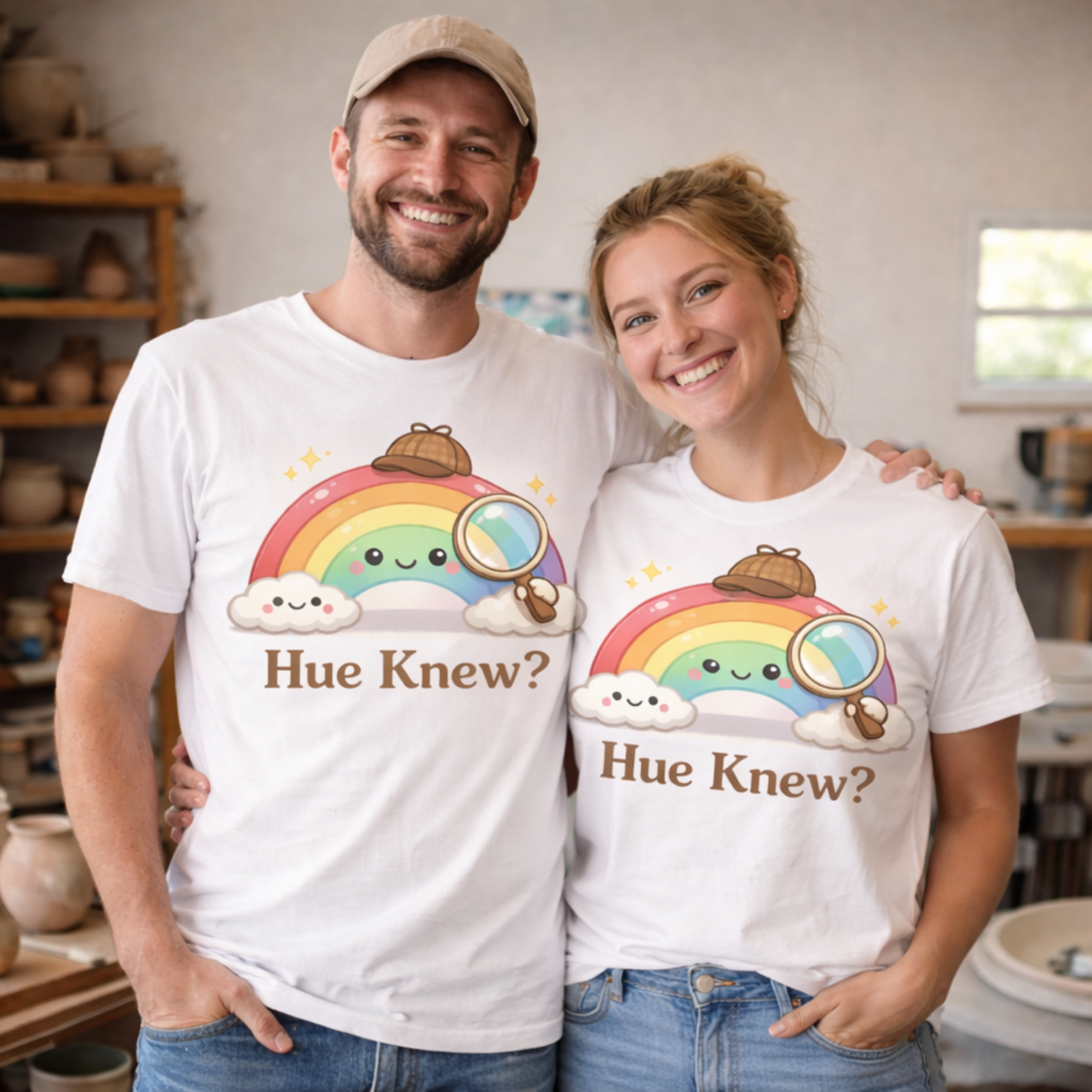 art teacher shirt with hue knew graphic on unisex tee