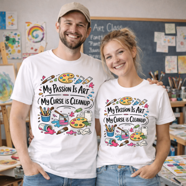 Art Teacher Humor Shirt – My Passion Is Art, My Curse Is Cleanup - Image 2