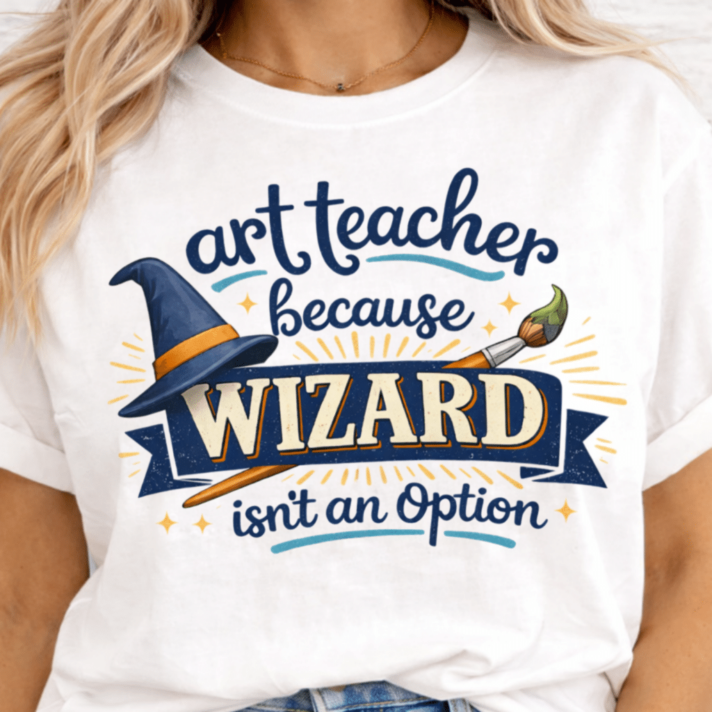 funny art teacher shirt wizard design
