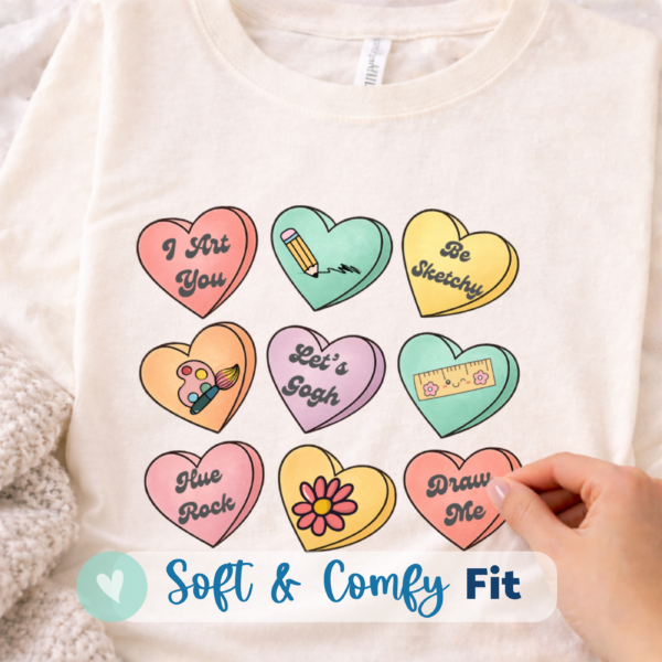 Art Teacher Valentine Shirt – Cute Valentine Shirt for Art Teachers | Teacher Valentine Gift - Image 3