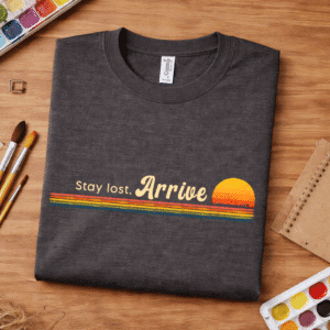 artsy quote shirt stay lost arrive design
