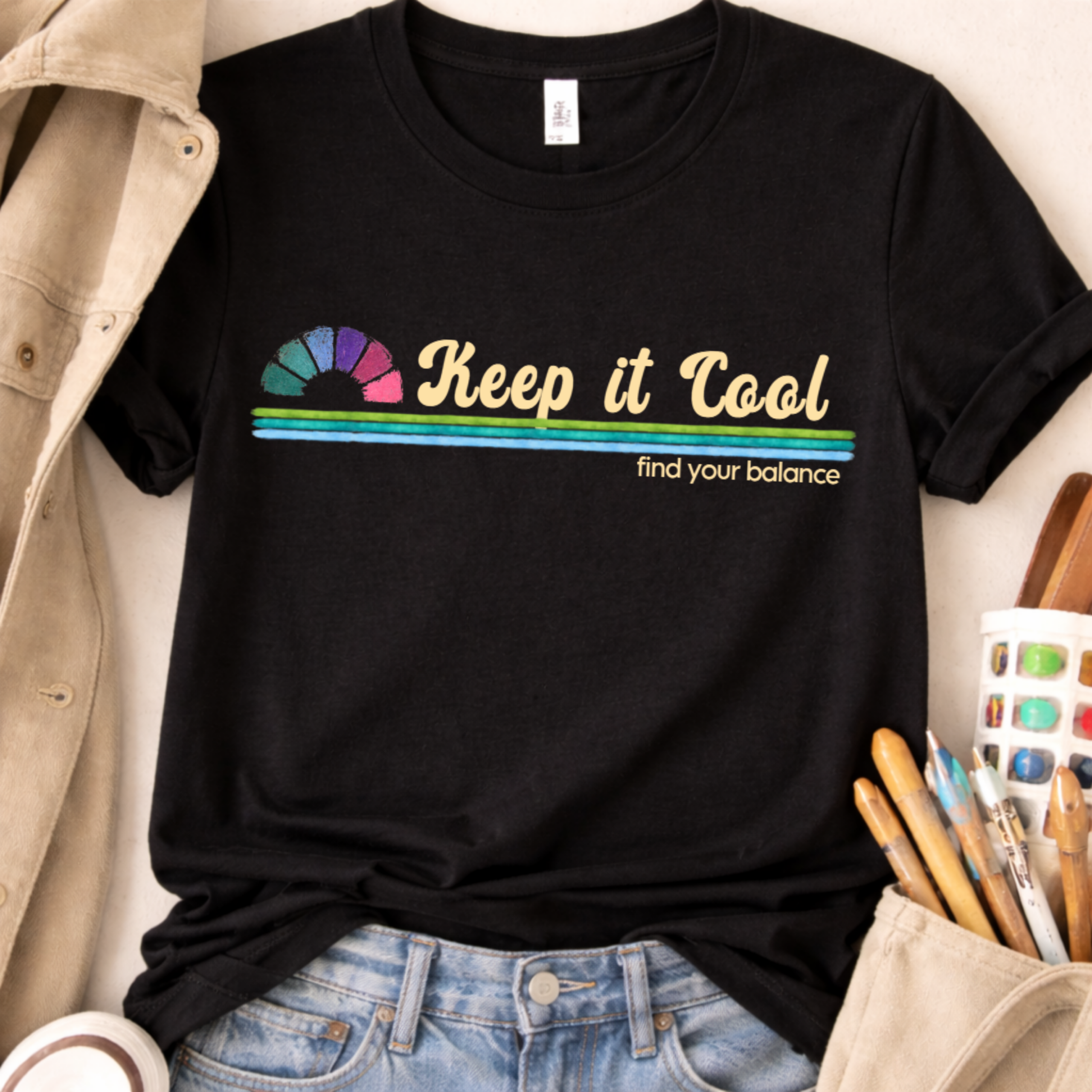 minimalist graphic tee keep it cool find your balance design