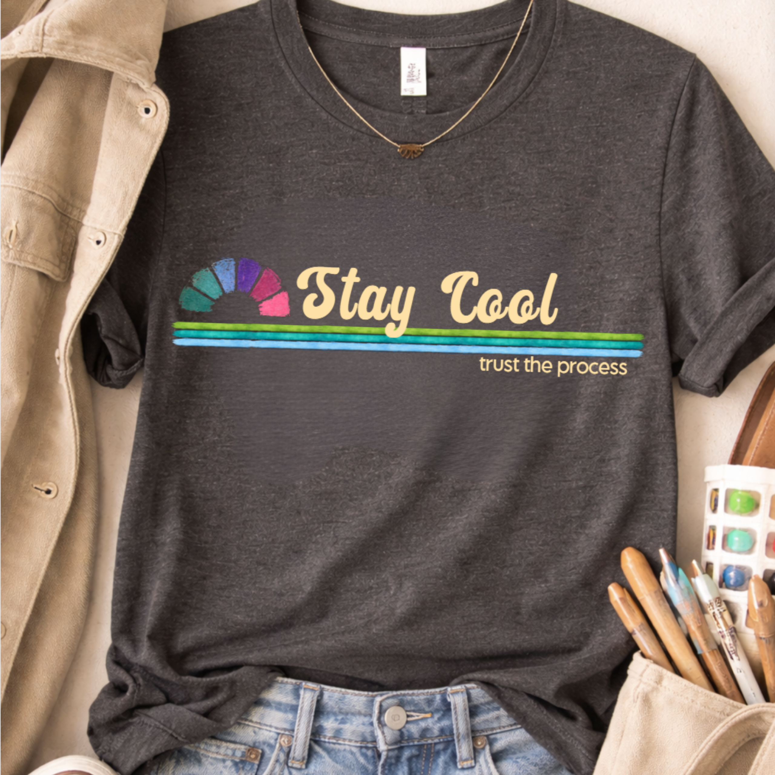 motivational quote shirt stay cool trust the process design