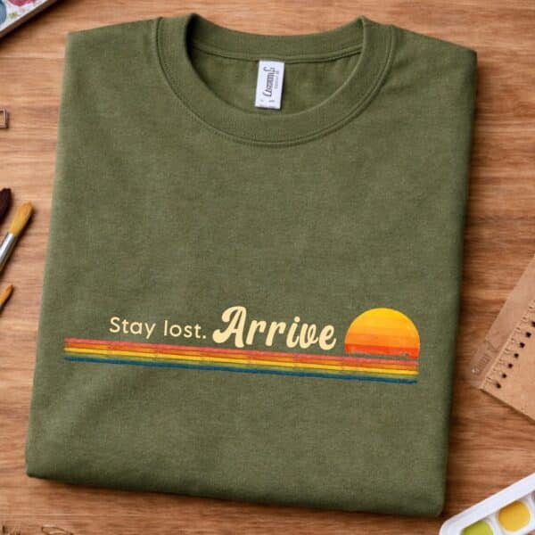 Artsy Quote Shirt – Stay Lost Arrive Creative Minimal Quote Tee - Image 3