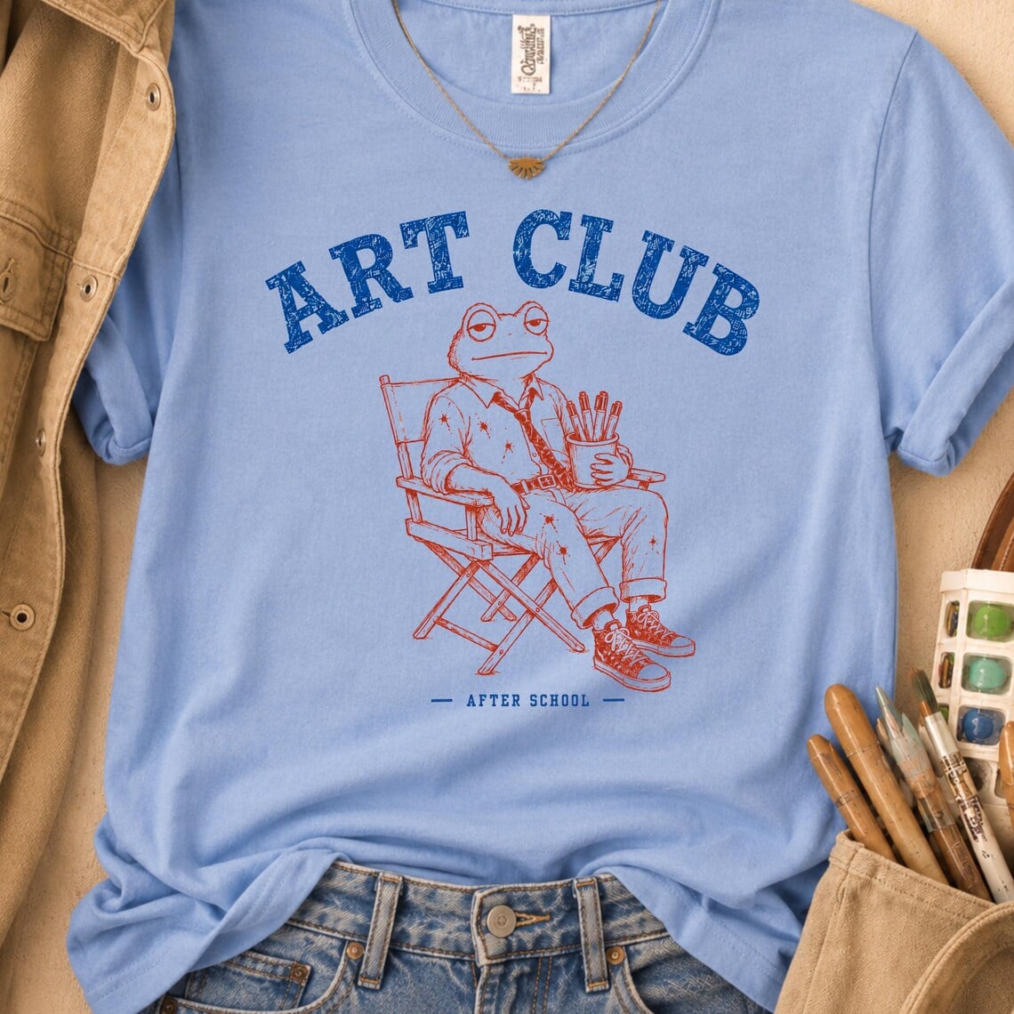 after school art club shirt frog design