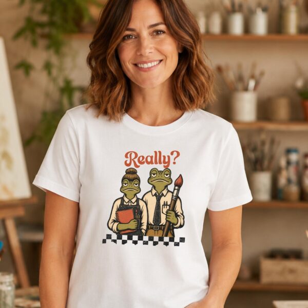 Art History Humor Shirt – Really Funny Frog American Gothic Tee - Image 3