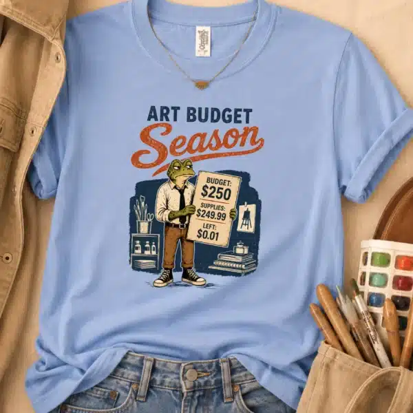 Teacher Budget Shirt – Art Budget Season Funny Frog Teacher Tee - Image 4