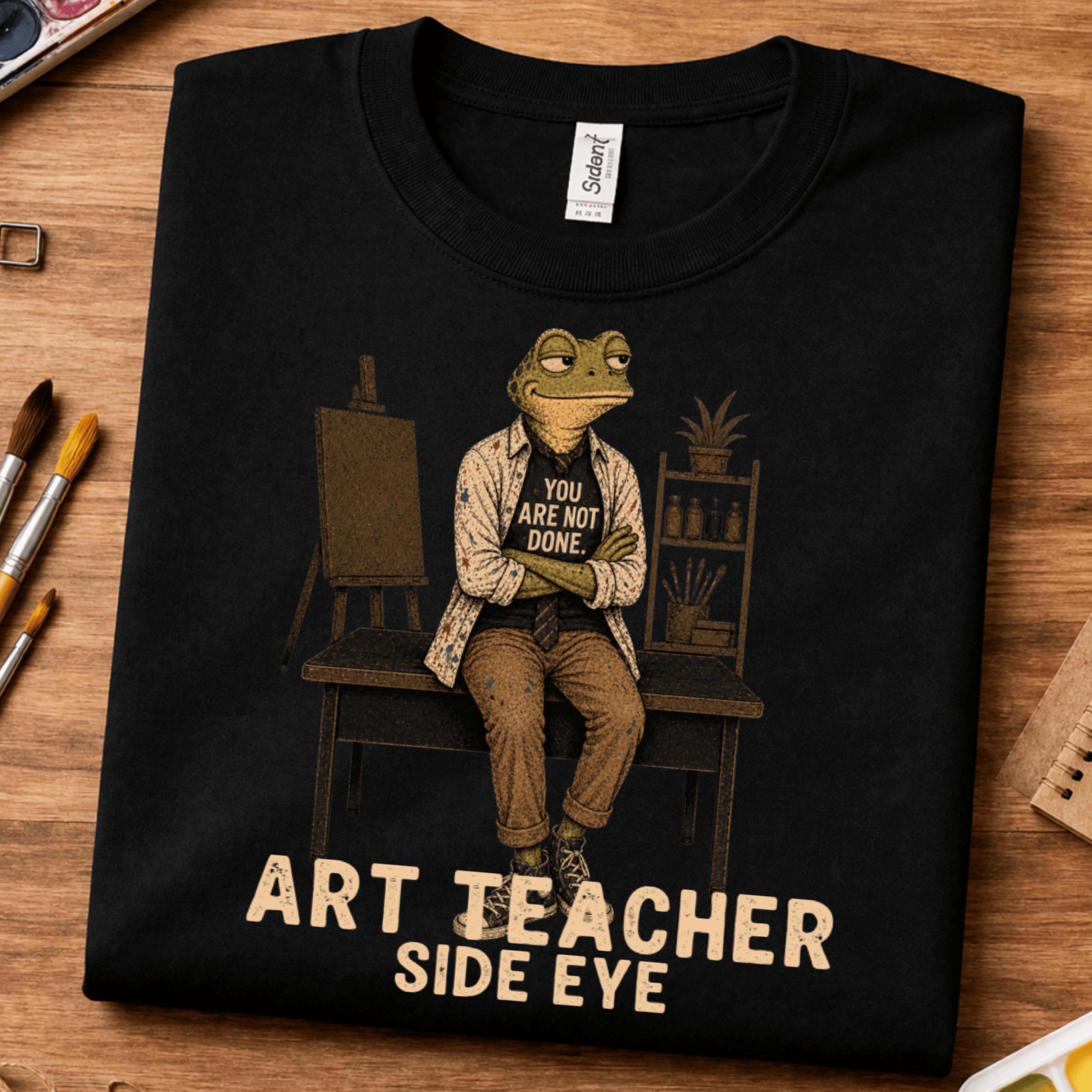 art teacher gift side eye frog shirt