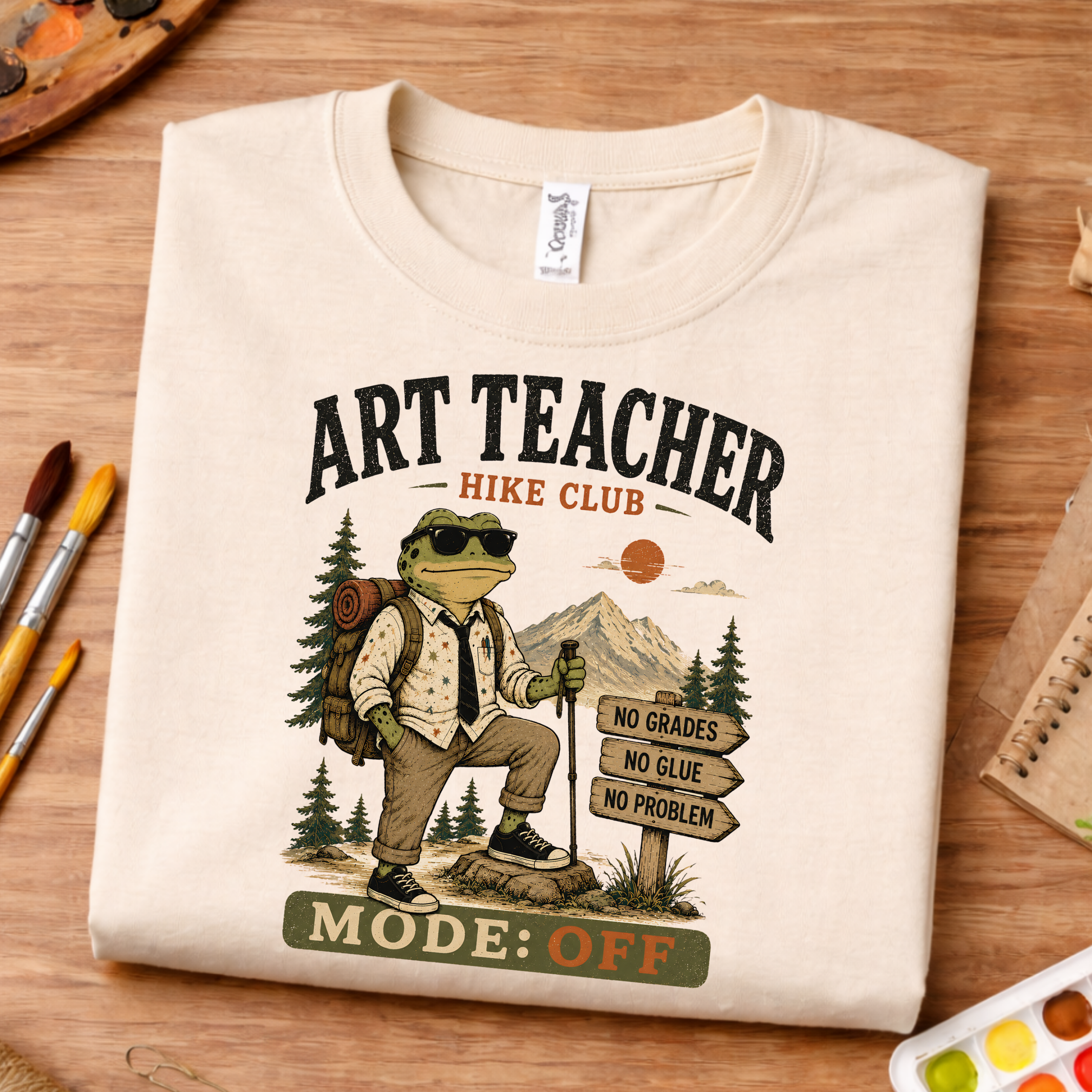 art teacher hiking shirt frog hiking design