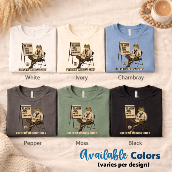 Teacher Funny Shirt – Present In Body Only Frog Teacher Tee - Image 3