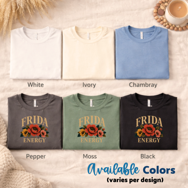 Frida Kahlo Shirt – Frida Energy Floral Art Teacher Artist Comfy Tee - Image 3
