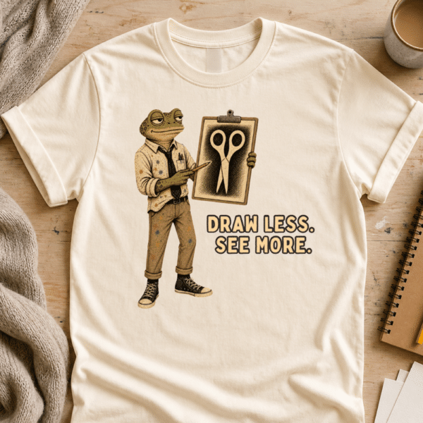 Drawing Teacher Shirt – Draw Less See More Creative Art Teacher Tee - Image 2